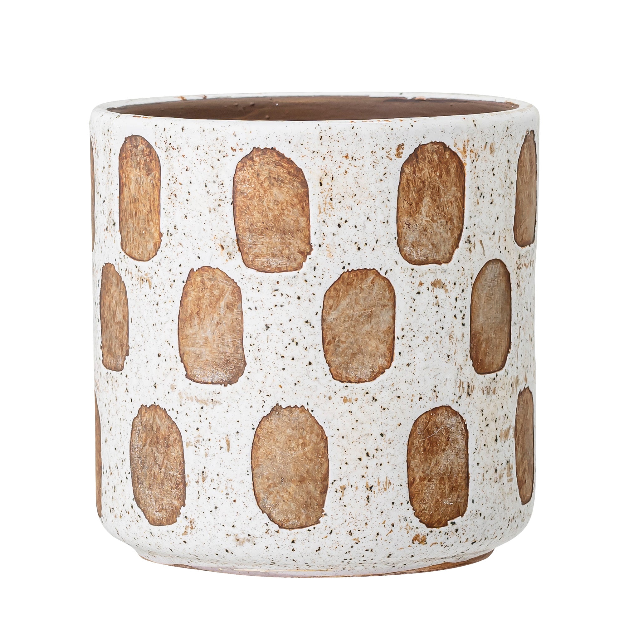 White and Terracotta Patterned Plant Pot