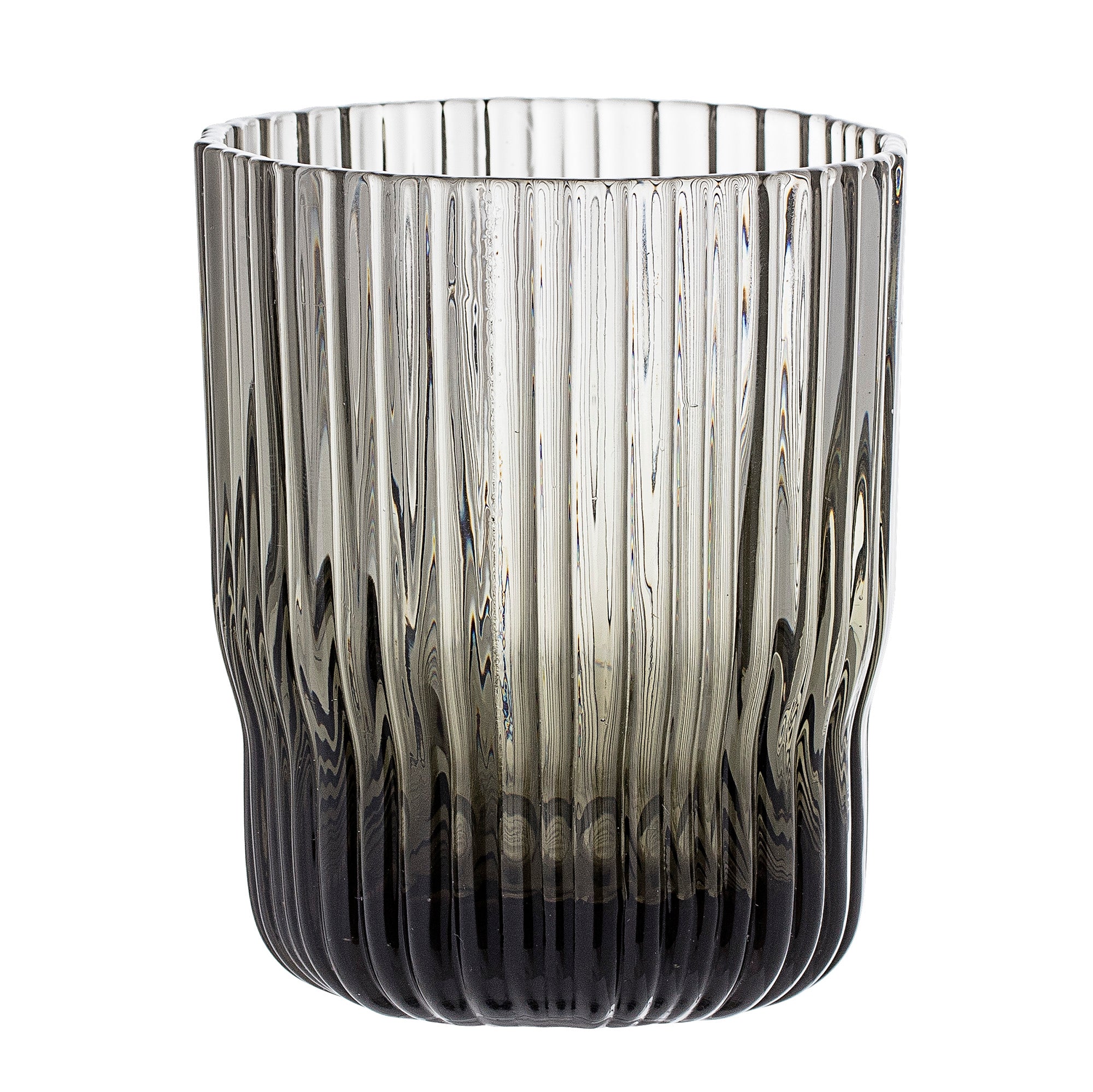 Ribbed Glass Smoked Grey Drinking Glass
