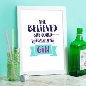 funny gin print framed
