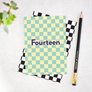 Fourteen Checkerboard 14th Birthday Card
