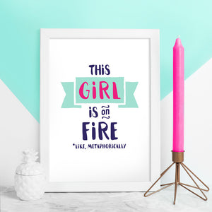 girl on fire framed print