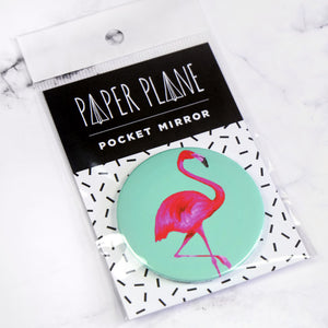 mint flamingo pocket mirror in packet