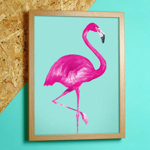 framed flamingo print