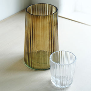 Ribbed Glass Vase - Taupe
