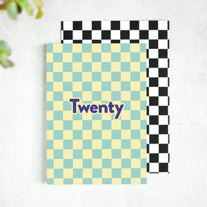 Twenty Checkerboard 20th Birthday Card