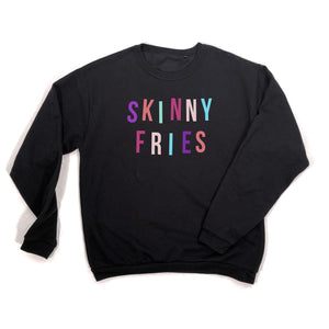 Women's Skinny Fried Food Black Slogan Sweatshirt