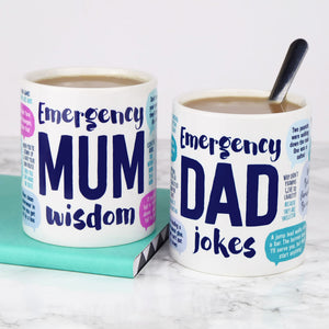 Mum Wisdom and Dad Jokes mugs