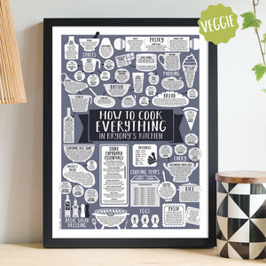 Personalised How To Cook Everything Vegetarian Print black frame