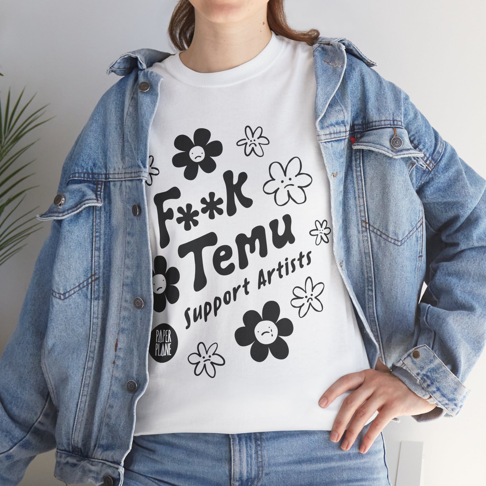 F**K Temu. Support Artists T Shirt Unisex Heavy Cotton Tee