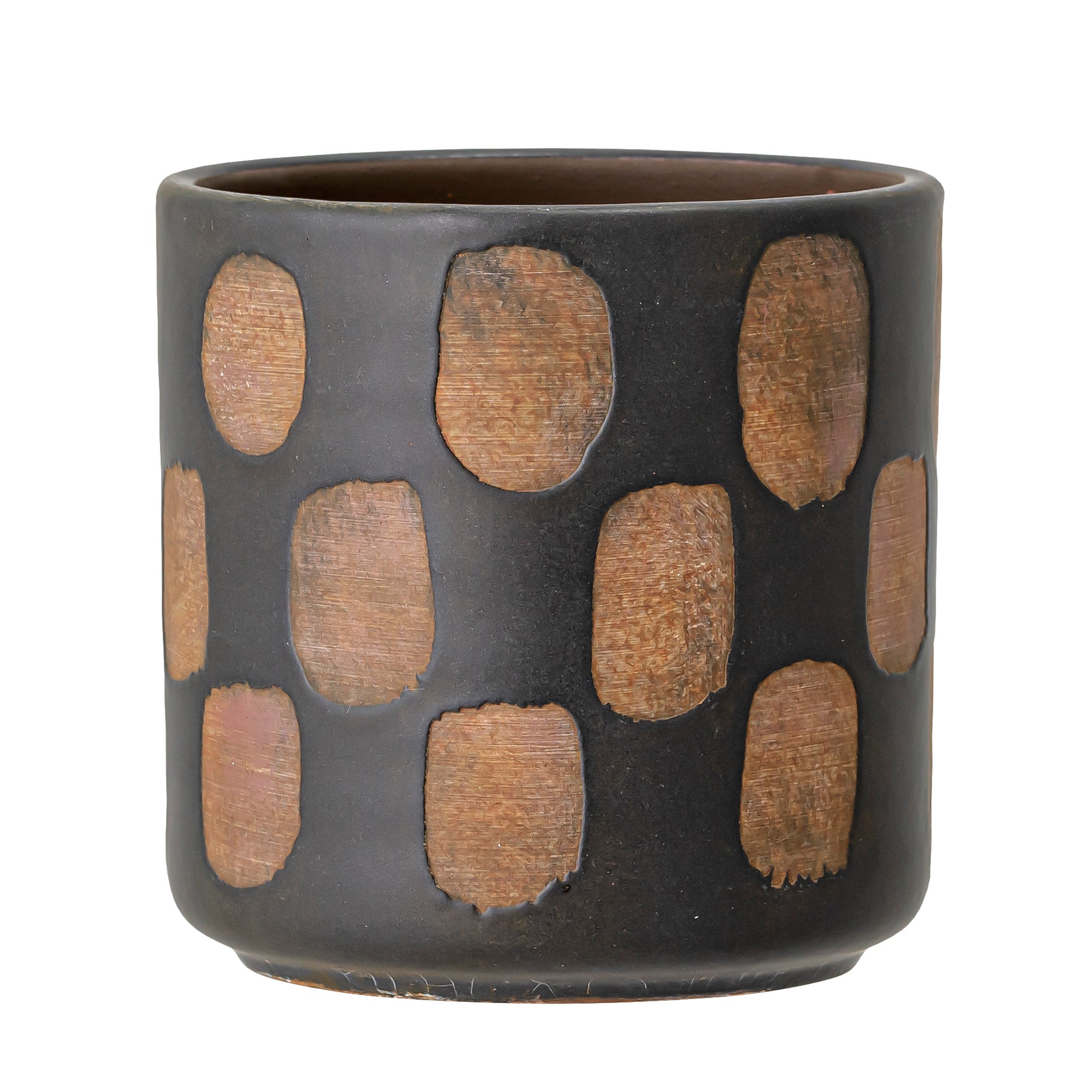 Black and Terracotta Patterned Plant Pot