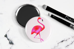 Light Grey Flamingo Pocket Mirror/Badge/Bottle Opener