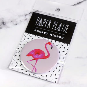 Light Grey Flamingo Pocket Mirror/Badge/Bottle Opener