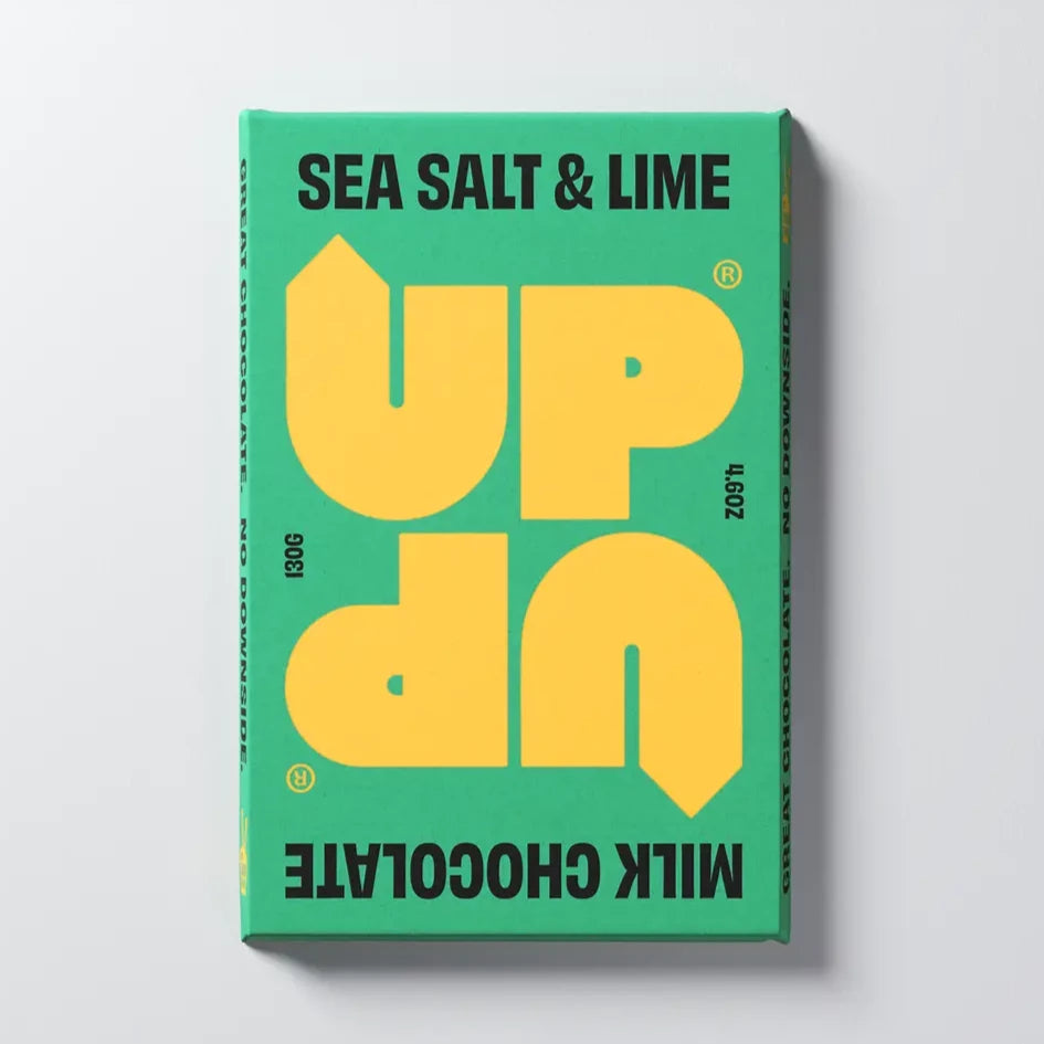 Sea Salt & Lime Milk Chocolate Bar 130g UP-UP Slave-free chocolate