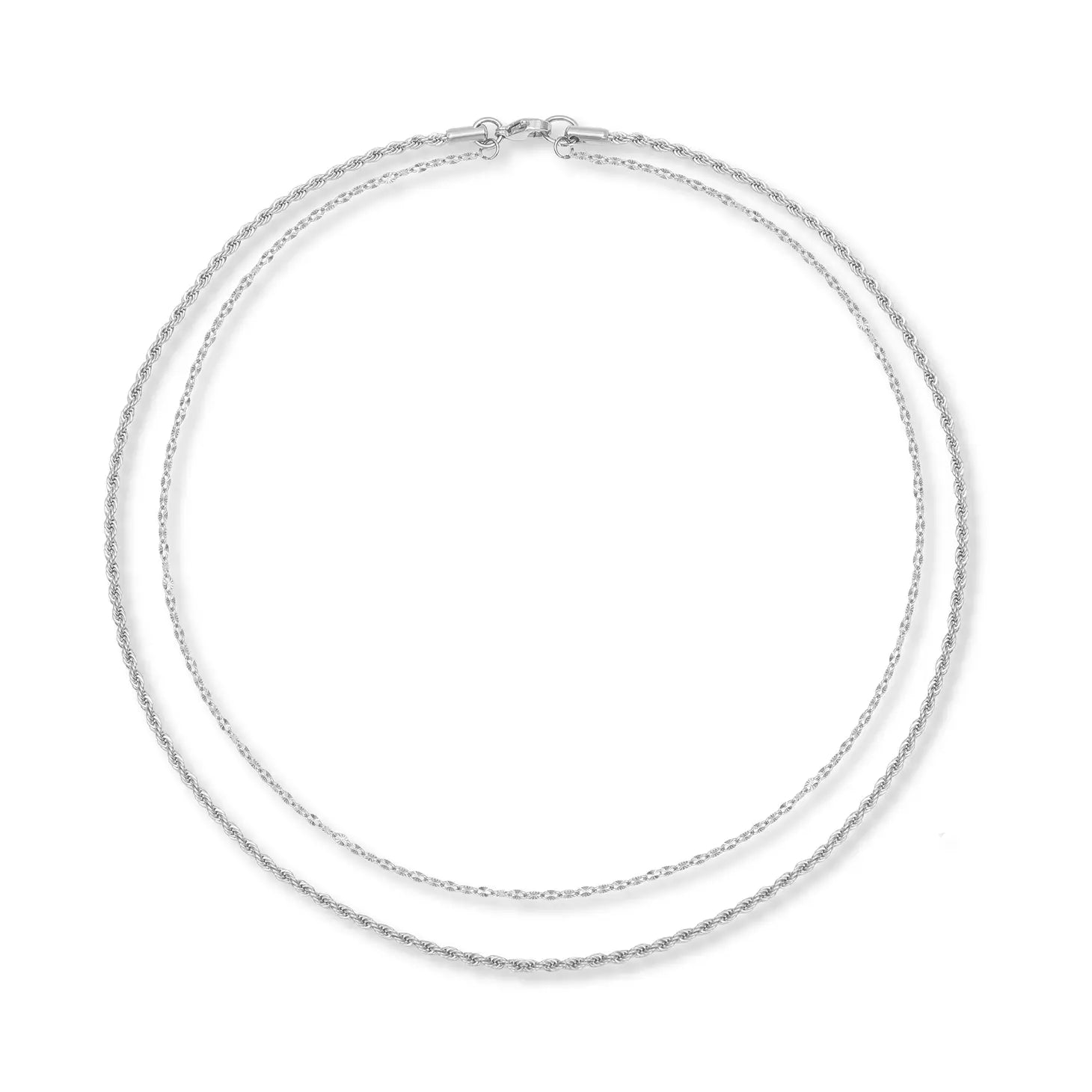 Silver Contrast Layered Necklace by Weathered Penny