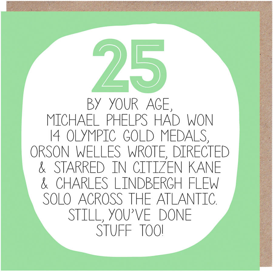 Funny 25th Birthday Card - By Your Age