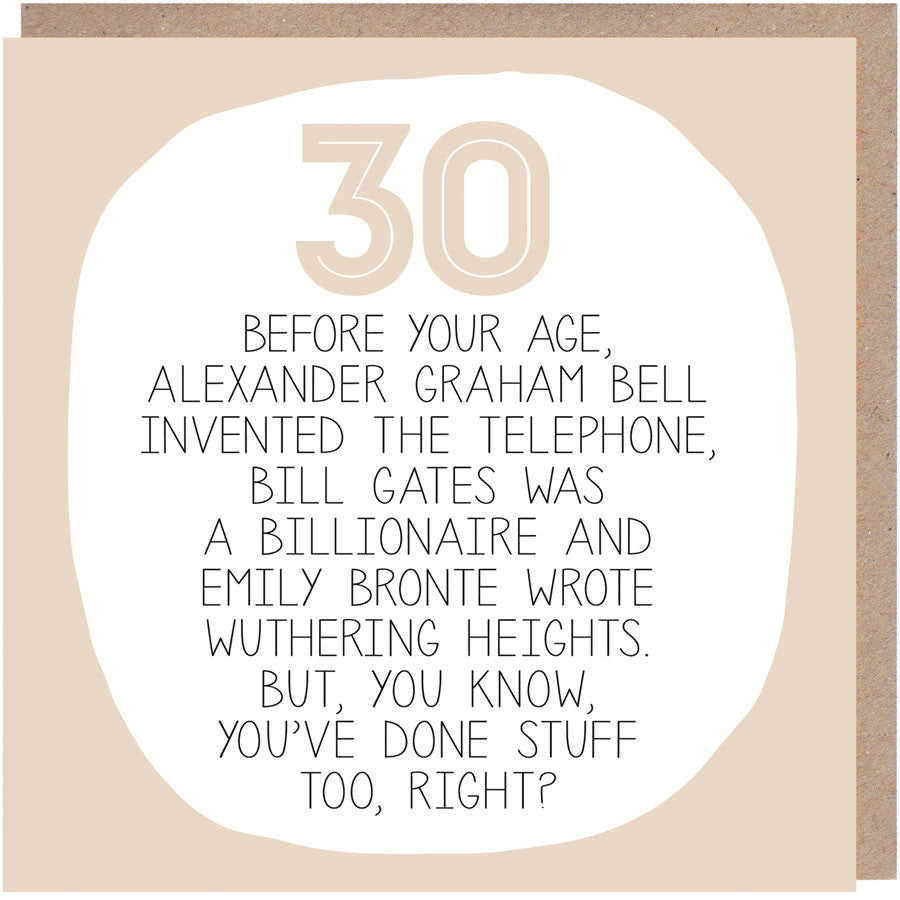 Funny 30th Birthday Card - By Your Age