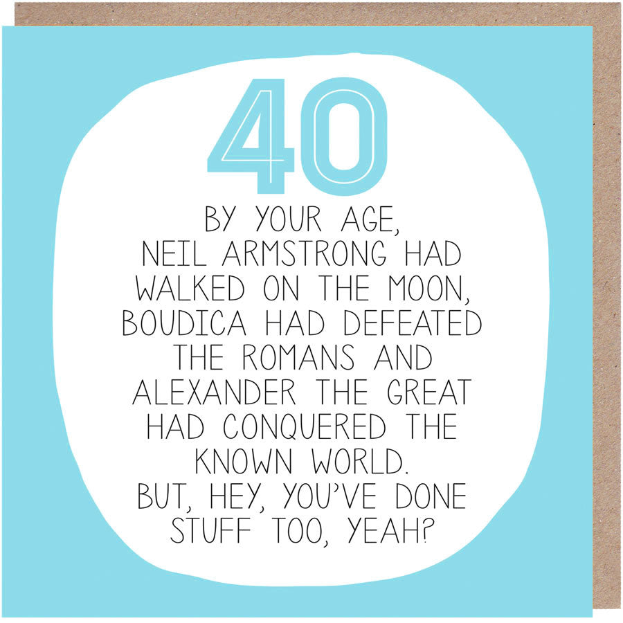 Funny 40th Birthday Card - By Your Age