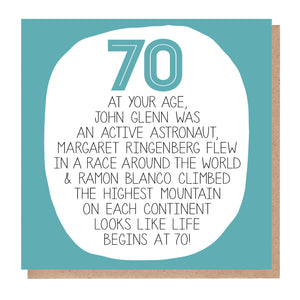 70th Birthday Card - At Your Age