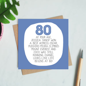 80th Birthday Card - At Your Age