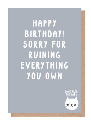 Sorry For Ruining Everything You Own Birthday Card From The Cat