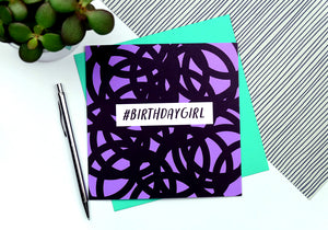 birthday girl birthday card purple and black