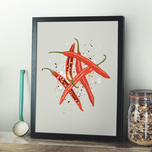 Framed Chillies Vegetable Kitchen Print