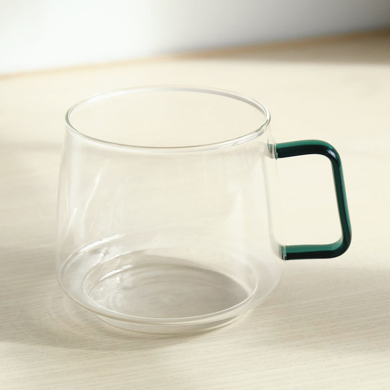 Teal Green Handle Glass Coffee Cup - Paper Plane