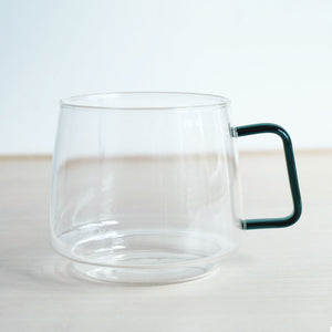 Teal Green Handle Glass Coffee Cup - Paper Plane