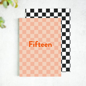 Fifteen Checkerboard 15th Birthday Card