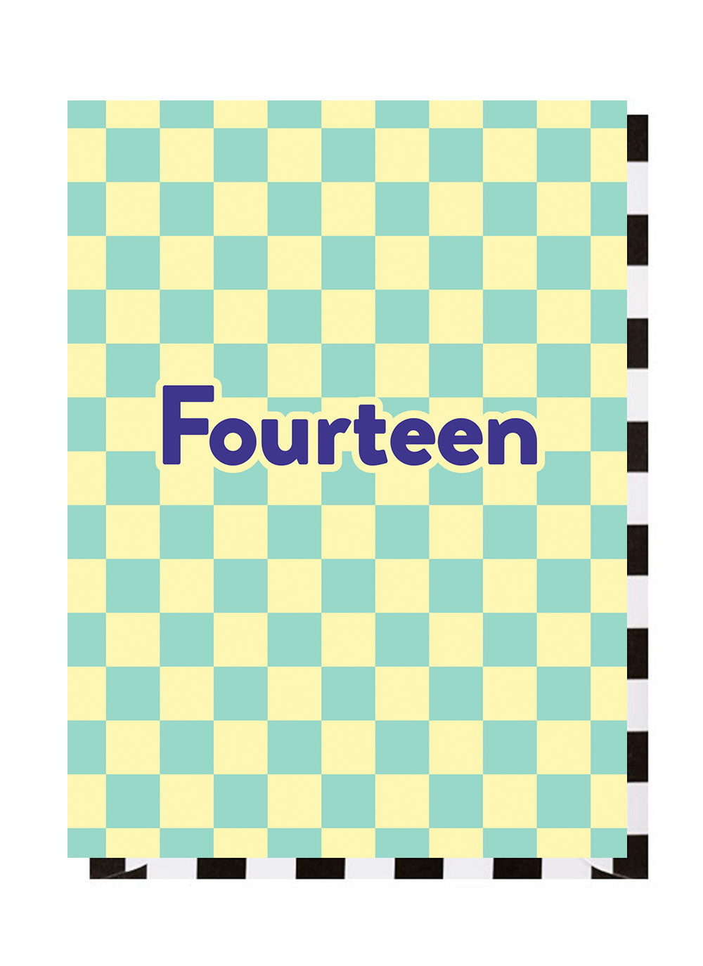 Fourteen Checkerboard 14th Birthday Card