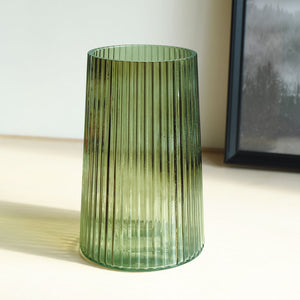 Ribbed Glass Vase - Green