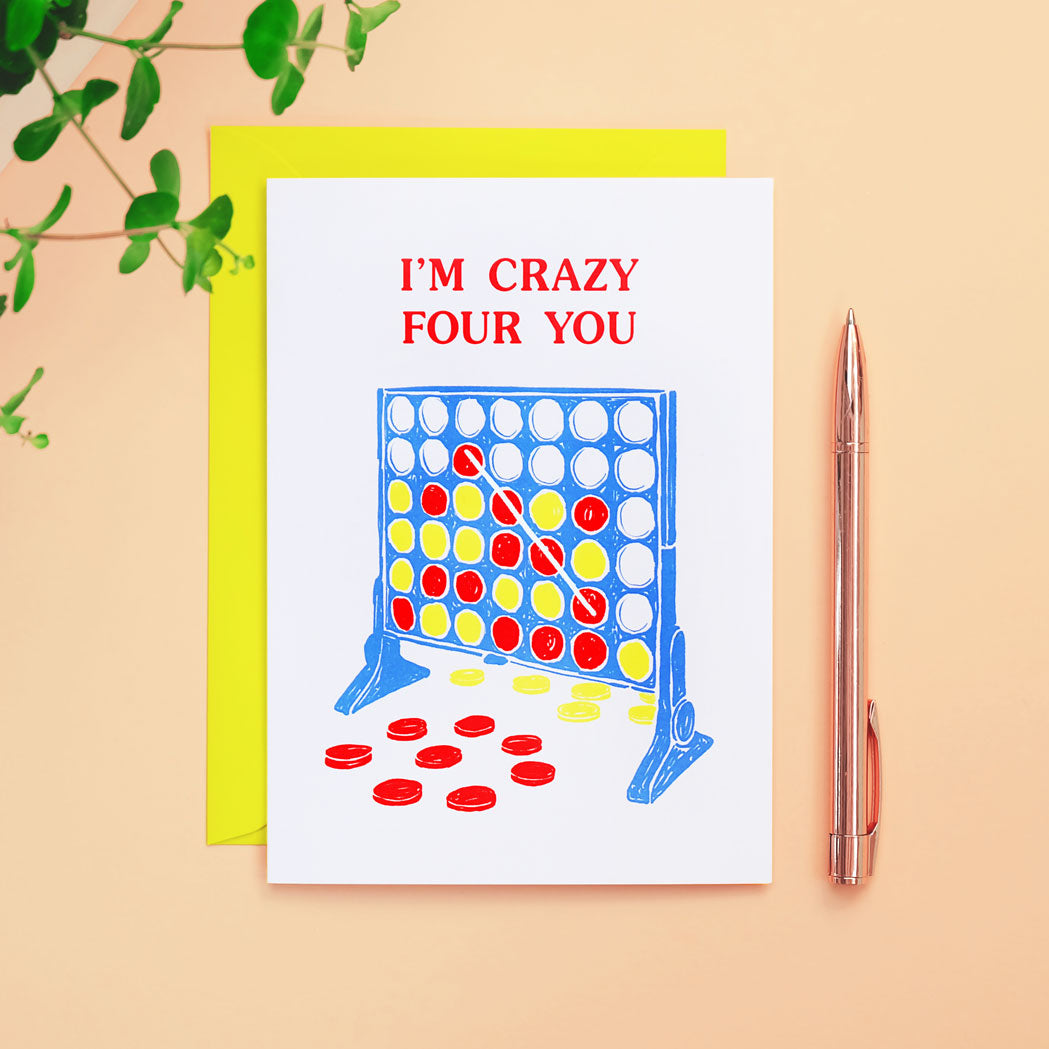 I'm Crazy Four You Card 90s Retro Valentine's Card