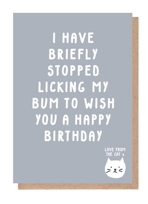 Licking My Bum Birthday Card From The Cat
