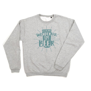 most wonderful time for a beer sweatshirt grey blue