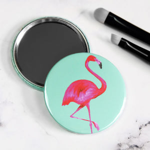 Light Blue Flamingo Pocket Mirror/Badge/Bottle Opener