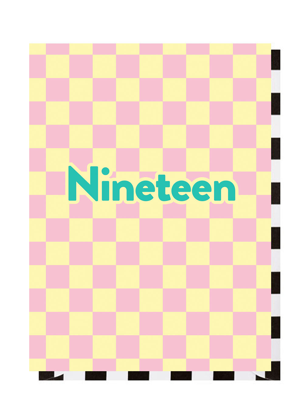 Nineteen Checkerboard 19th Birthday Card