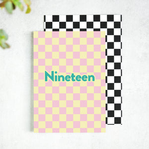 Nineteen Checkerboard 19th Birthday Card
