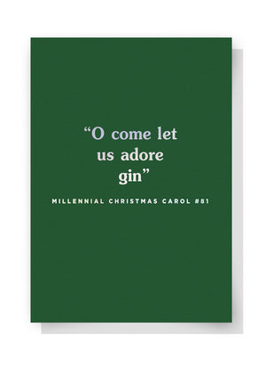 O Come Let Us Adore Gin Holographic Foil Christmas Card