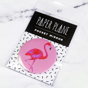 Pink Flamingo Pocket Mirror/Badge/Bottle Opener