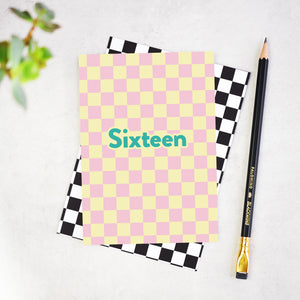 Sixteen Checkerboard 16th Birthday Card