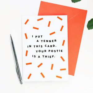 Your Postie Is A Thief Birthday Card