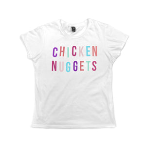 Women's Chicken Nuggets Food Slogan T Shirt Grey