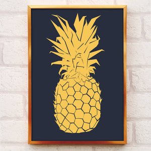gold pineapple print framed