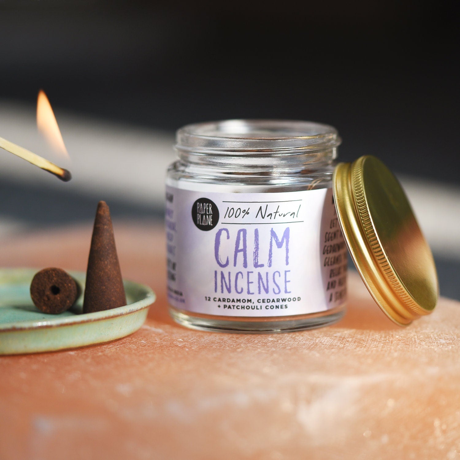 Calm Incense Jar of Incense Cones - plant based, vegan