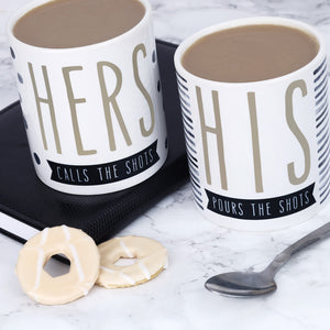 Funny Calls The Shots/Pours The Shots His & Hers Mugs