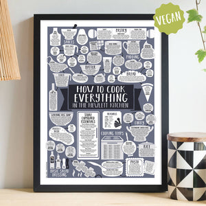 Personalised How To Cook Everything Vegan Print Black Frame